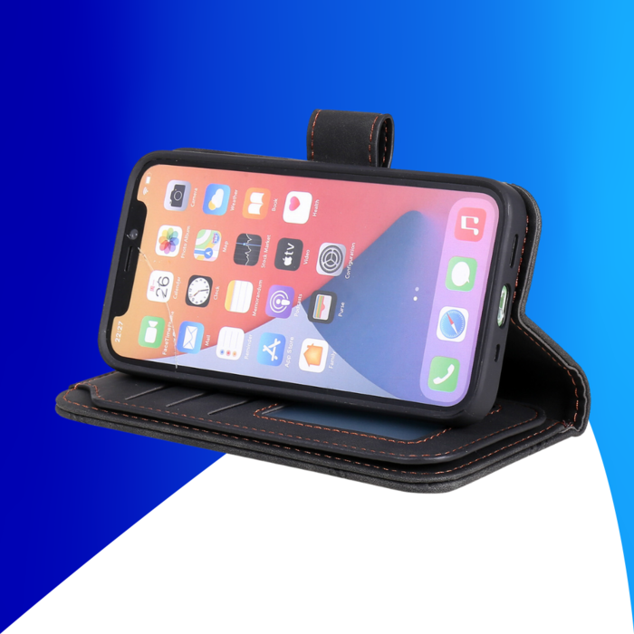 JVS Products iPhone 15 Pro Max hoesje -  Bookcase -  Koord -  Pasjeshouder -  Portemonnee -  Kunstleer -  Zwart