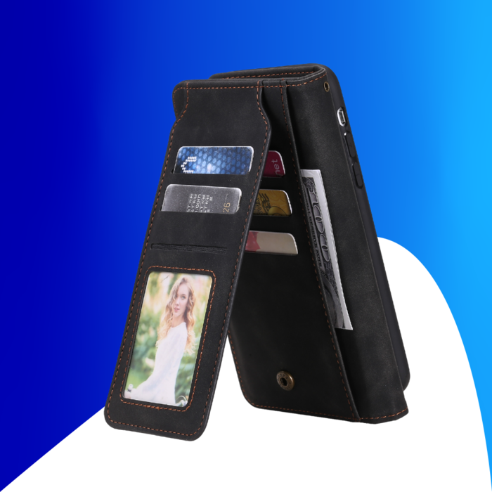 JVS Products iPhone 15 Pro Max hoesje -  Bookcase -  Koord -  Pasjeshouder -  Portemonnee -  Kunstleer -  Zwart