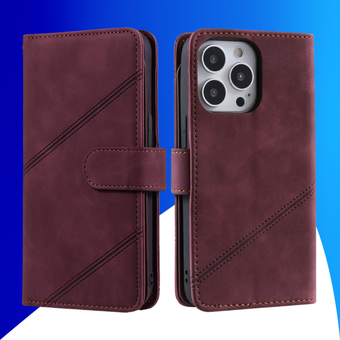 JVS Products iPhone 15 Pro hoesje -  Bookcase -  Koord -  Pasjeshouder -  Portemonnee -  Kunstleer -  Bordeaux Rood