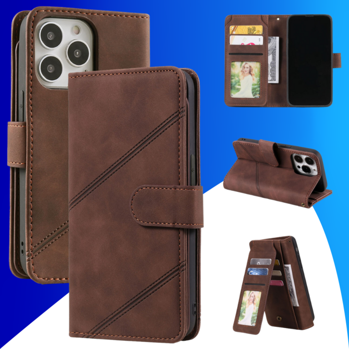 JVS Products iPhone 15 Pro hoesje -  Bookcase -  Koord -  Pasjeshouder -  Portemonnee -  Kunstleer -  Bruin