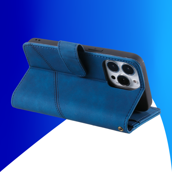 JVS Products iPhone 15 Pro hoesje -  Bookcase -  Koord -  Pasjeshouder -  Portemonnee -  Kunstleer -  Blauw