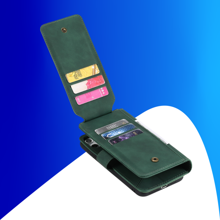 JVS Products iPhone 15 Pro hoesje -  Bookcase -  Koord -  Pasjeshouder -  Portemonnee -  Kunstleer -  Groen