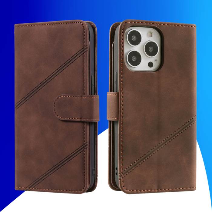 JVS Products iPhone 15 Pro Max hoesje -  Bookcase -  Koord -  Pasjeshouder -  Portemonnee -  Kunstleer -  Bruin