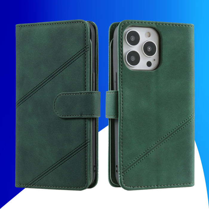 JVS Products iPhone 15 Pro Max hoesje -  Bookcase -  Koord -  Pasjeshouder -  Portemonnee -  Kunstleer -  Groen