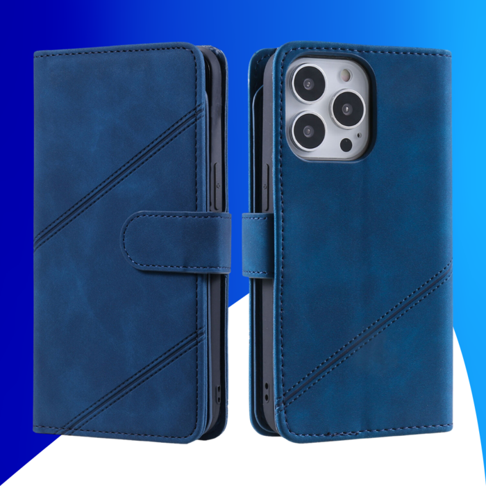 JVS Products iPhone 15 Pro Max hoesje -  Bookcase -  Koord -  Pasjeshouder -  Portemonnee -  Kunstleer -  Blauw