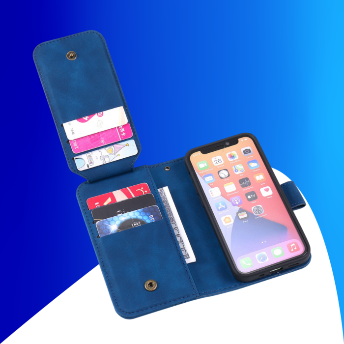 JVS Products iPhone 15 Pro Max hoesje -  Bookcase -  Koord -  Pasjeshouder -  Portemonnee -  Kunstleer -  Blauw