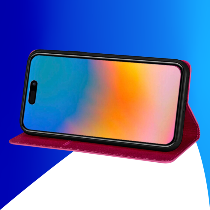 JVS Products iPhone 15 Pro Max hoesje -  Bookcase -  Pasjeshouder -  Portemonnee -  Glitter -  TPU -  Roze