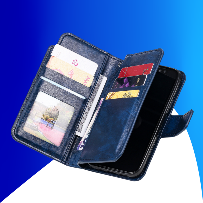 JVS Products iPhone 15 hoesje -  Bookcase -  Pasjeshouder -  Portemonnee -  Luxe -  Kunstleer -  Blauw