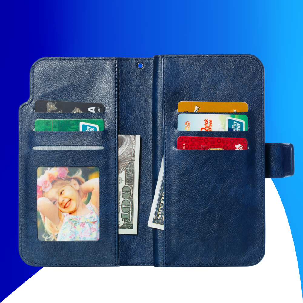 JVS Products iPhone 15 hoesje -  Bookcase -  Pasjeshouder -  Portemonnee -  Luxe -  Kunstleer -  Blauw