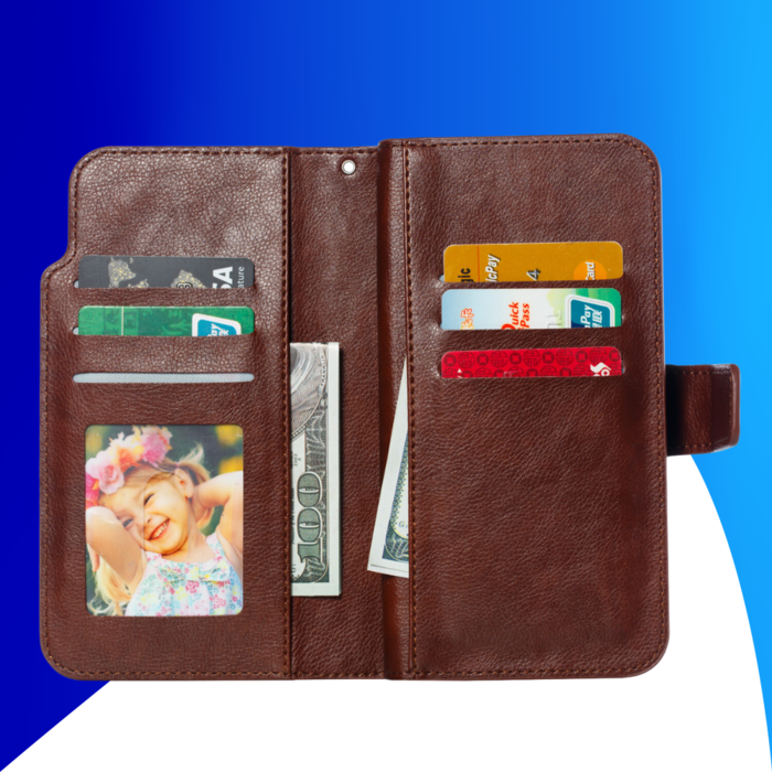 JVS Products iPhone 15 hoesje -  Bookcase -  Pasjeshouder -  Portemonnee -  Luxe -  Kunstleer -  Bruin