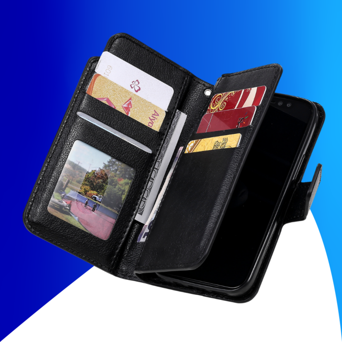 JVS Products iPhone 15 hoesje -  Bookcase -  Pasjeshouder -  Portemonnee -  Luxe -  Kunstleer -  Zwart