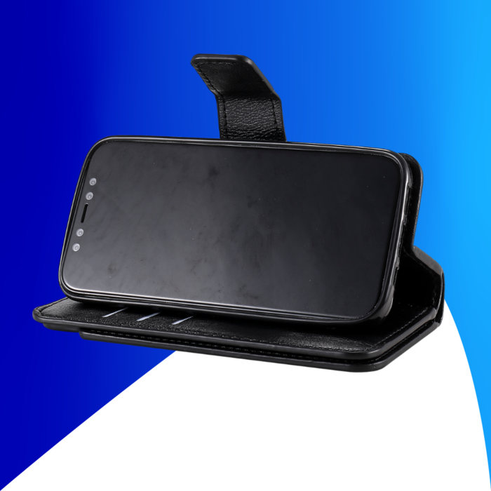 JVS Products iPhone 15 hoesje -  Bookcase -  Pasjeshouder -  Portemonnee -  Luxe -  Kunstleer -  Zwart