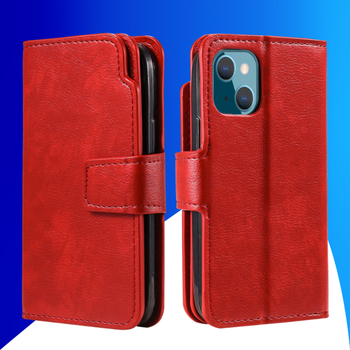 JVS Products iPhone 15 Plus hoesje -  Bookcase -  Pasjeshouder -  Portemonnee -  Luxe -  Kunstleer -  Rood