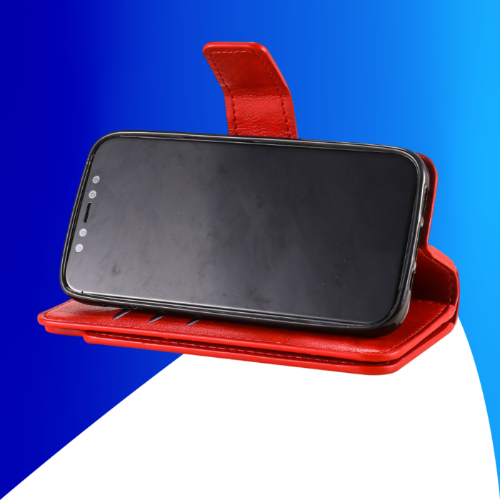 JVS Products iPhone 15 hoesje -  Bookcase -  Pasjeshouder -  Portemonnee -  Luxe -  Kunstleer -  Rood