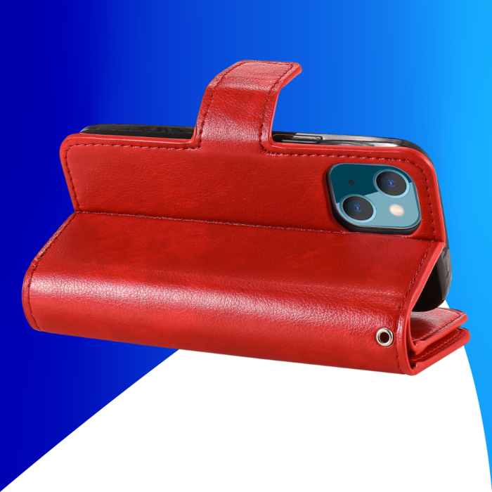 JVS Products iPhone 15 hoesje -  Bookcase -  Pasjeshouder -  Portemonnee -  Luxe -  Kunstleer -  Rood