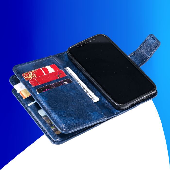 JVS Products iPhone 15 Plus hoesje -  Bookcase -  Pasjeshouder -  Portemonnee -  Luxe -  Kunstleer -  Blauw