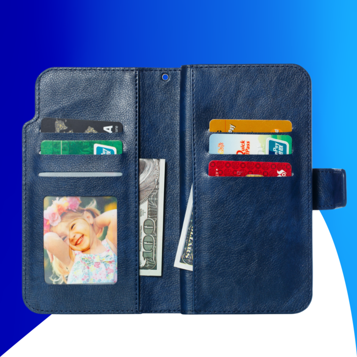 JVS Products iPhone 15 Plus hoesje -  Bookcase -  Pasjeshouder -  Portemonnee -  Luxe -  Kunstleer -  Blauw