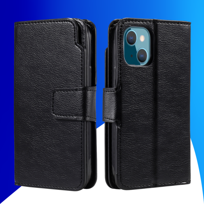 JVS Products iPhone 15 Plus hoesje -  Bookcase -  Pasjeshouder -  Portemonnee -  Luxe -  Kunstleer -  Zwart