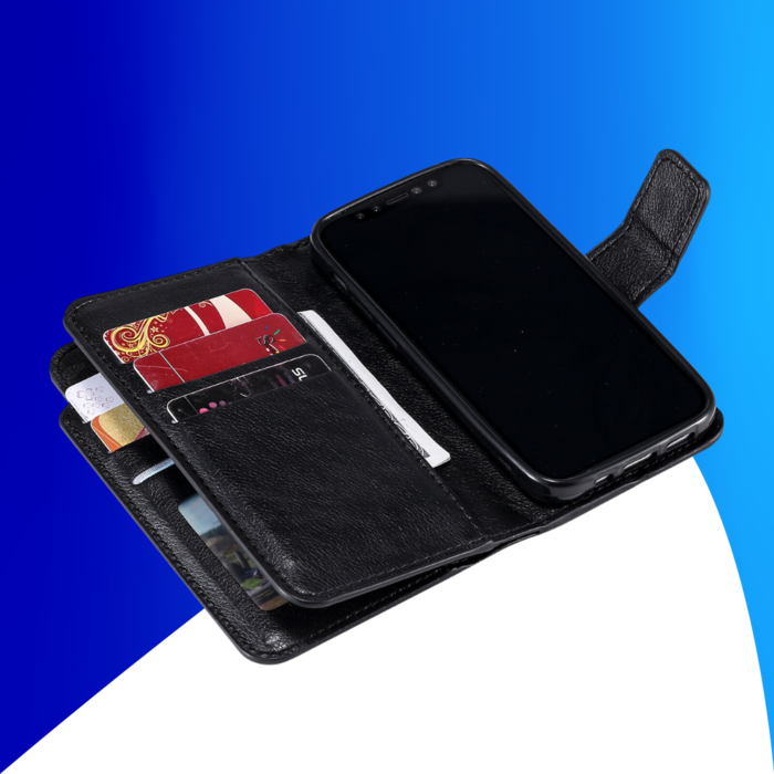 JVS Products iPhone 15 Pro hoesje -  Bookcase -  Pasjeshouder -  Portemonnee -  Luxe -  Kunstleer -  Zwart