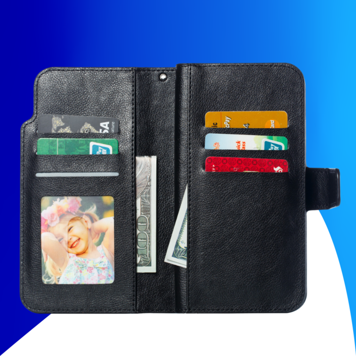 JVS Products iPhone 15 Pro hoesje -  Bookcase -  Pasjeshouder -  Portemonnee -  Luxe -  Kunstleer -  Zwart