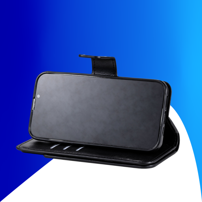 JVS Products iPhone 15 Pro hoesje -  Bookcase -  Pasjeshouder -  Portemonnee -  Luxe -  Kunstleer -  Zwart