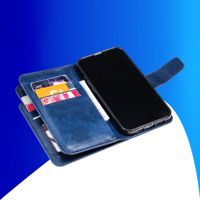 JVS Products iPhone 15 Pro Max hoesje -  Bookcase -  Pasjeshouder -  Portemonnee -  Luxe -  Kunstleer -  Blauw