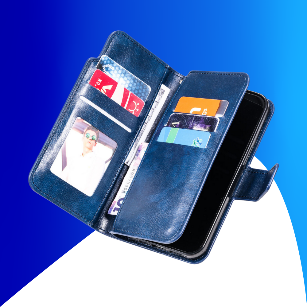 JVS Products iPhone 15 Pro hoesje -  Bookcase -  Pasjeshouder -  Portemonnee -  Luxe -  Kunstleer -  Blauw