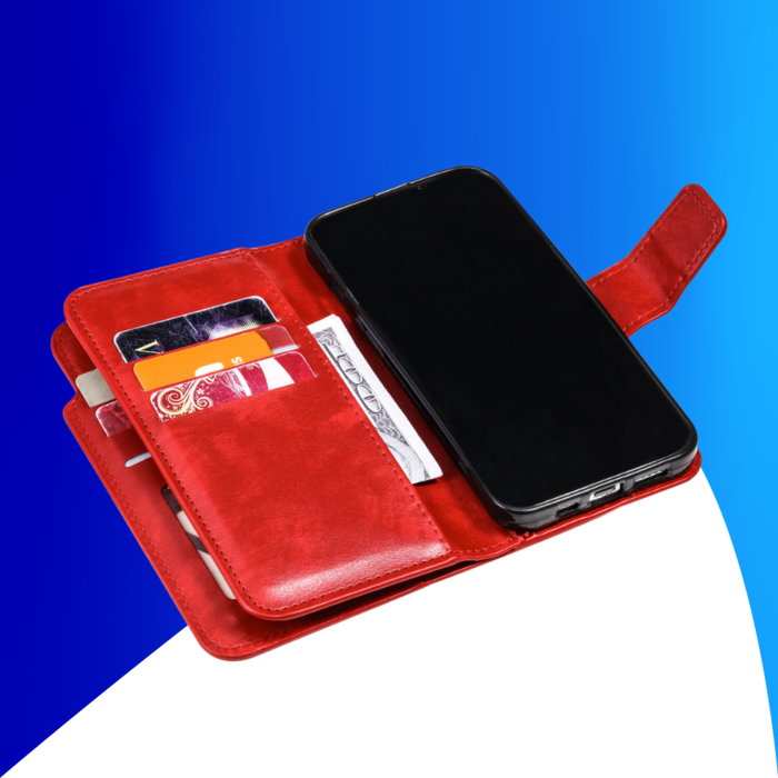 JVS Products iPhone 15 Pro hoesje -  Bookcase -  Pasjeshouder -  Portemonnee -  Luxe -  Kunstleer -  Rood