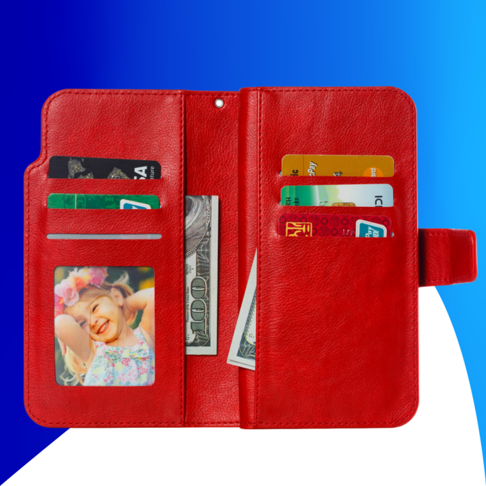 JVS Products iPhone 15 Pro hoesje -  Bookcase -  Pasjeshouder -  Portemonnee -  Luxe -  Kunstleer -  Rood