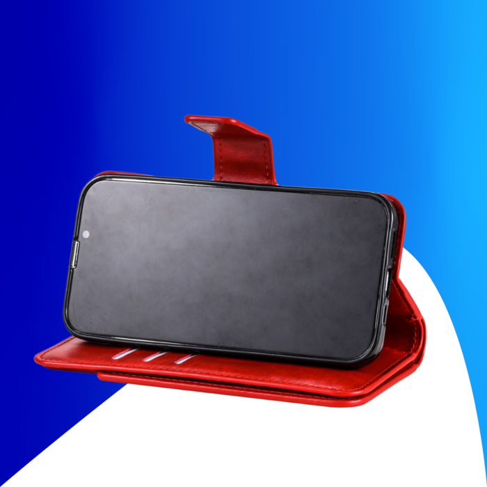 JVS Products iPhone 15 Pro hoesje -  Bookcase -  Pasjeshouder -  Portemonnee -  Luxe -  Kunstleer -  Rood