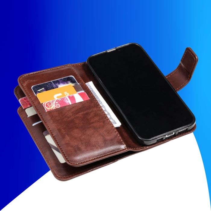 JVS Products iPhone 15 Pro Max hoesje -  Bookcase -  Pasjeshouder -  Portemonnee -  Luxe -  Kunstleer -  Bruin