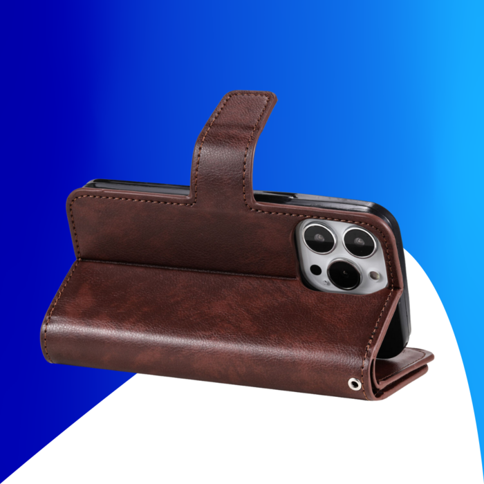 JVS Products iPhone 15 Pro Max hoesje -  Bookcase -  Pasjeshouder -  Portemonnee -  Luxe -  Kunstleer -  Bruin