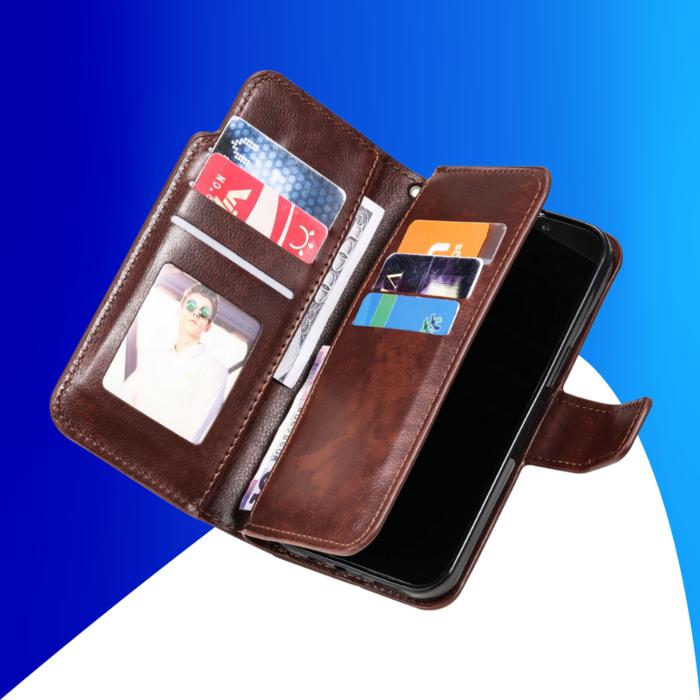 JVS Products iPhone 15 Pro hoesje -  Bookcase -  Pasjeshouder -  Portemonnee -  Luxe -  Kunstleer -  Bruin