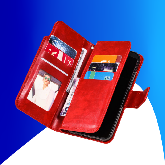 JVS Products iPhone 15 Pro Max hoesje -  Bookcase -  Pasjeshouder -  Portemonnee -  Luxe -  Kunstleer -  Rood