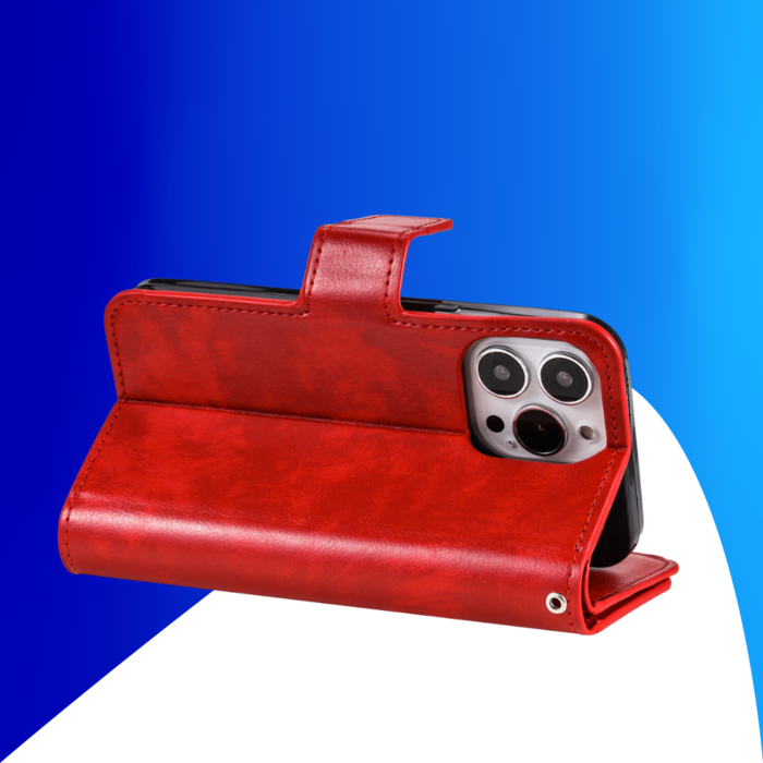 JVS Products iPhone 15 Pro Max hoesje -  Bookcase -  Pasjeshouder -  Portemonnee -  Luxe -  Kunstleer -  Rood