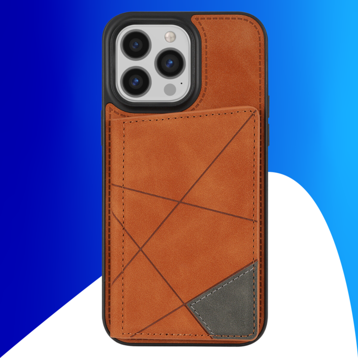 JVS Products iPhone 15 Pro Max hoesje -  Backcover -  Pasjeshouder -  Portemonnee -  Camerabescherming -  Stijlvol patroon -  TPU -  Oranje