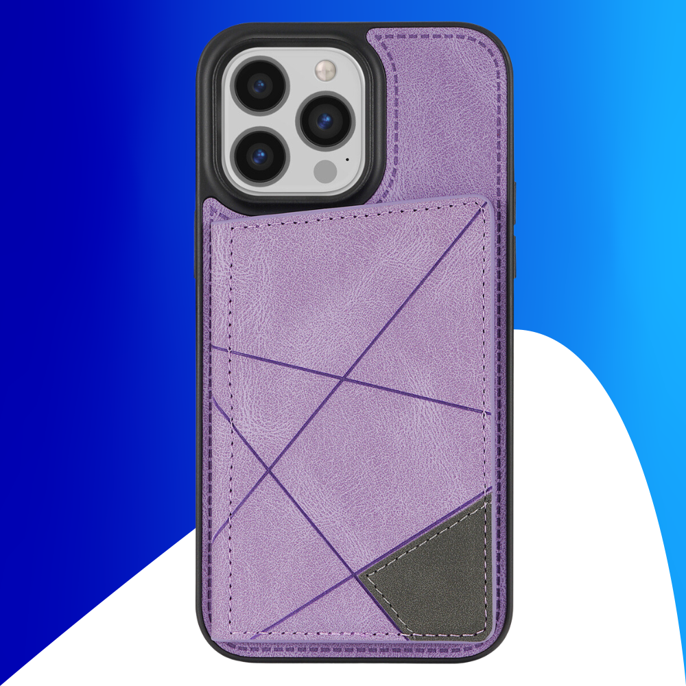 JVS Products iPhone 15 Pro Max hoesje -  Backcover -  Pasjeshouder -  Portemonnee -  Camerabescherming -  Stijlvol patroon -  TPU -  Paars