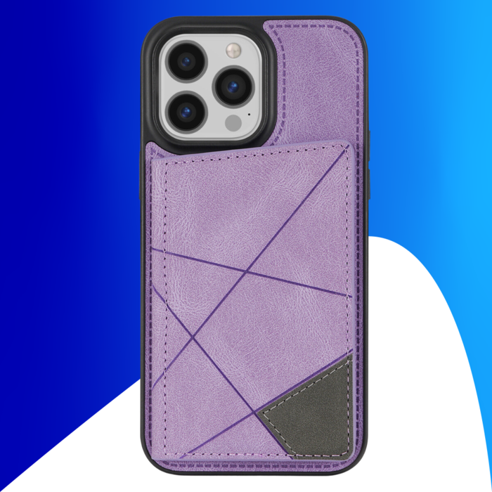 JVS Products iPhone 15 Pro hoesje -  Backcover -  Pasjeshouder -  Portemonnee -  Camerabescherming -  Stijlvol patroon -  TPU -  Paars