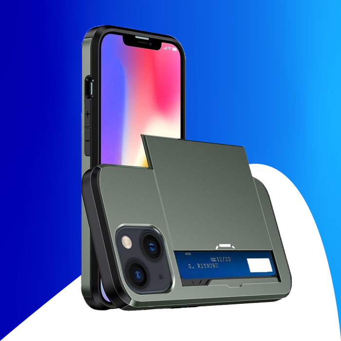 JVS Products iPhone 15 hoesje -  Backcover -  Hardcase -  Pasjeshouder -  Portemonnee -  Shockproof -  TPU -  Groen