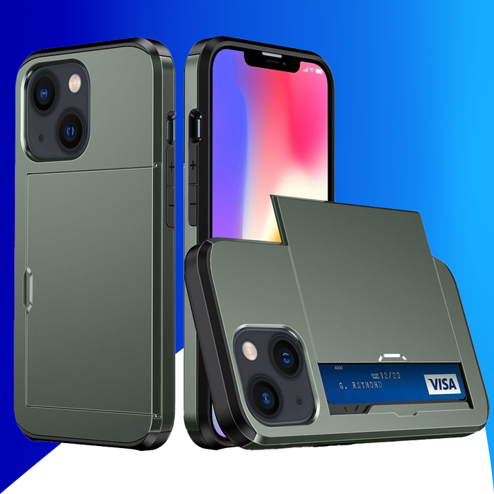 JVS Products iPhone 15 Plus hoesje -  Backcover -  Hardcase -  Pasjeshouder -  Portemonnee -  Shockproof -  TPU -  Groen
