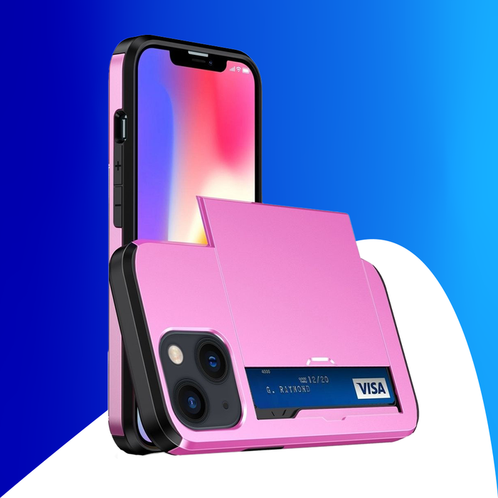 JVS Products iPhone 15 Pro Max hoesje -  Backcover -  Hardcase -  Pasjeshouder -  Portemonnee -  Shockproof -  TPU -  Roze