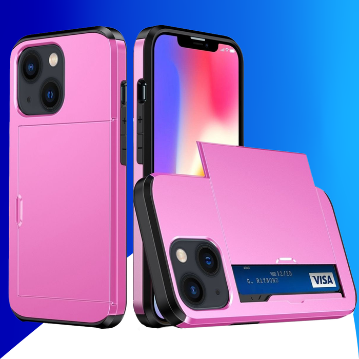 JVS Products iPhone 15 Pro Max hoesje -  Backcover -  Hardcase -  Pasjeshouder -  Portemonnee -  Shockproof -  TPU -  Roze
