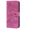 iPhone 15 Plus hoesje -  Bookcase -  Koord -  Pasjeshouder -  Portemonnee -  Camerabescherming -  Bloemenpatroon -  Kunstleer -  Roze
