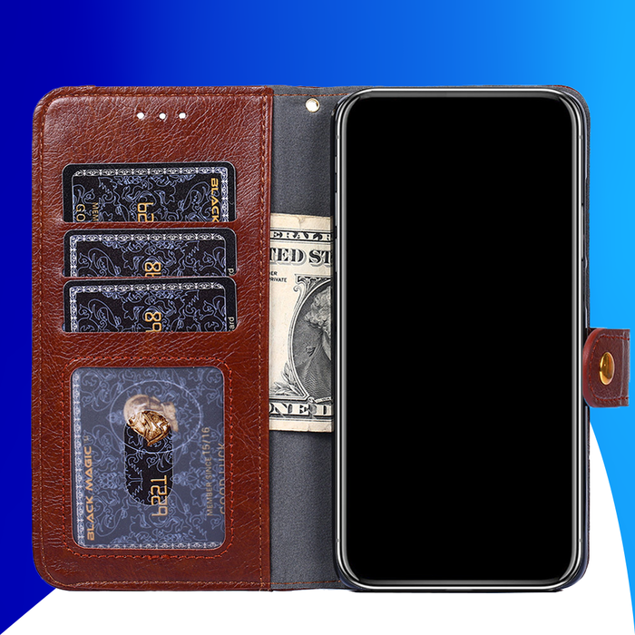 JVS Products iPhone 15 Pro Max hoesje -  Bookcase -  Koord -  Pasjeshouder -  Portemonnee -  Rits -  Kunstleer -  Bruin