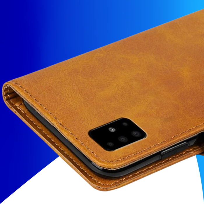 JVS Products iPhone 15 hoesje -  Bookcase -  Pasjeshouder -  Portemonnee -  Kunstleer -  Lichtbruin