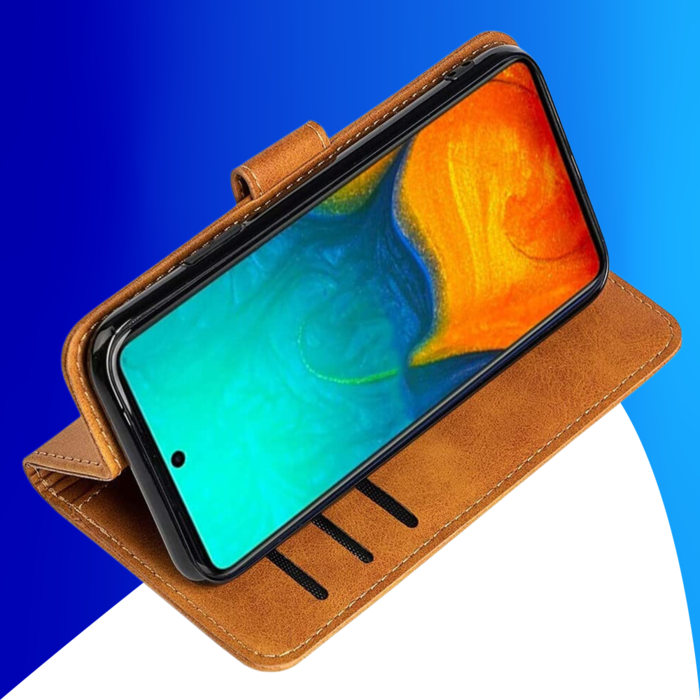 JVS Products iPhone 15 hoesje -  Bookcase -  Pasjeshouder -  Portemonnee -  Kunstleer -  Lichtbruin