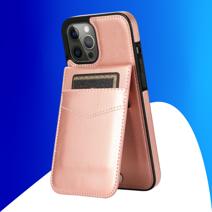 JVS Products iPhone 15 Pro Max hoesje -  Backcover -  Pasjeshouder -  Portemonnee -  Kunstleer -  Rose Goud