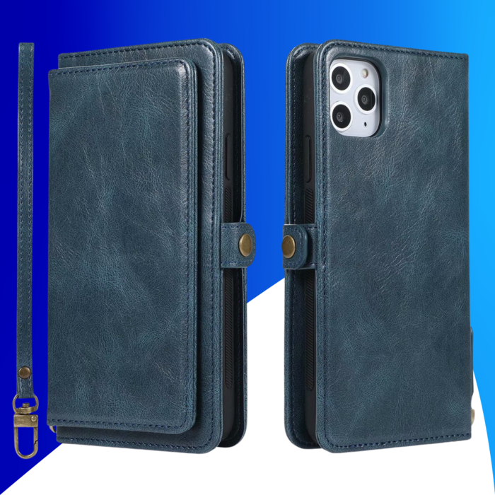 JVS Products iPhone 15 Pro Max hoesje -  Bookcase -  Afneembaar 2 in 1 -  Backcover -  Pasjeshouder -  Portemonnee -  Kunstleer -  Blauw