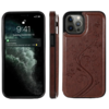 iPhone 15 Pro Max hoesje -  Backcover -  Pasjeshouder -  Portemonnee -  Bloemenprint -  Kunstleer -  Bruin