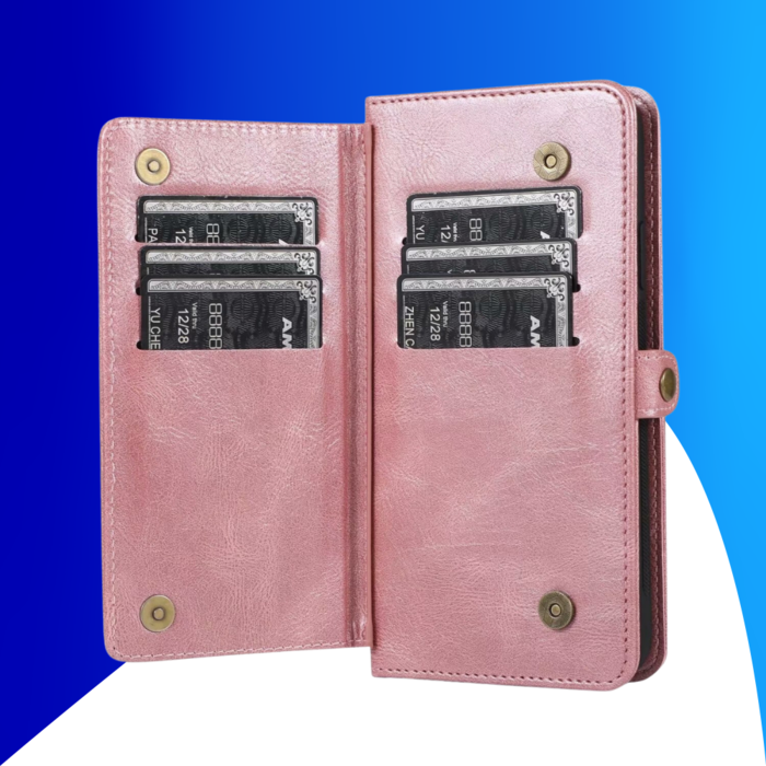 JVS Products iPhone 15 Plus hoesje -  Bookcase -  Afneembaar 2 in 1 -  Backcover -  Pasjeshouder -  Portemonnee -  Kunstleer -  Rose Goud